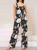 Taooba- Two Piece Graphic Printed Sleeveless Shirt and Pants Set