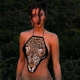 Taooba-Cheetah Print Backless Top