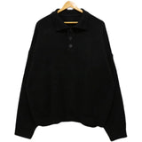 Taooba-5246 KNITTED QUARTER BUTTON-UP SHIRT SWEATER