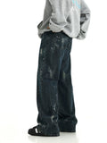 Taooba- 11402 DISTRESSED PAINT STRAIGHT DENIM JEANS