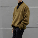 Taooba-4047 DARK YELLOW V-NECK SWEATER