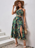 Taooba- Two Piece Tropical Printed Skirt Set