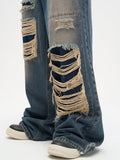 Taooba- 10130 DISTRESSED BAGGY WIDE STRAIGHT DENIM JEANS