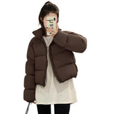 egirl style Black Short down Jacket Women's Winter 2024 Lightweight Thickened College Style Stand Collar White Duck down Kendou Style Bread Coat