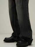 Taooba- 10026 BLACK DENIM WIDE STRAIGHT JEANS