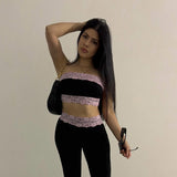 Taooba Sonya Lace Detailed Strapless Crop Top