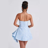 Taooba unique hoco dresses Summer Style Tube Top Elegant Waist Jacquard Sexy off-Shoulder Backless Bow Dress Mini Dress