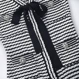 tyler the creator outfits Fashionable Black and White Striped Knitted Dress Women's Spring Elegant Slimming Sheath Skirt