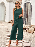 Taooba- Two Piece Sleeveless Top Wide Leg Square Pants