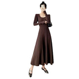 classy outfits men Knitted Dress Women's Autumn and Winter Loose plus Size Ankle Waist Purple Long Sweater Skirt over the Knee Long Skirt Fashion