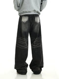 Taooba- 10365 BLACK WIDE STRAIGHT DENIM JEANS