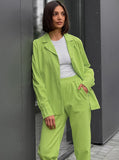 Taooba- Two Piece Temperament Solid Color Long Sleeves and Pants Set