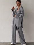 Taooba- Two Piece Sleepwear Long Sleeve and Loose Pants Pajama Set