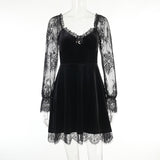 grunge dti  Dark Style Autumn New Hip Hop Lace Fashion Chest Speaker Long Sleeve Dress