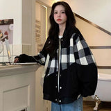 tomboy fits Plaid Coat for Women New Spring and Autumn American Retro Street Fashion Ins Loose Korean Style Student Baseball Uniform