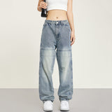 RTK (W) Taooba. 1489 RECONSTRUCTED BLUE SLIM STRAIGHT DENIM JEANS