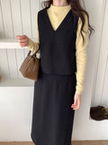 buisness casual women outfits chic Weisong Women's Clothing 2024 Autumn and Winter Wool V-neck Woolen Vest + Skirt Suit Women