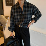 Taooba-1467 BLACK PLAID SHIRT