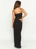 Taooba- Two Piece Black Sleeveless Top and Long Skirt Set