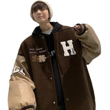 mens clothing styles Woolen Patchwork Baseball Uniform American Retro Fashion Brand Loose Jacket Spring and Autumn Men and Women Couple Casual All-Matching Jacket