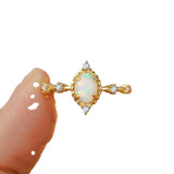 ring Silver Plated 14K Gold Artificial Opal Ring Ring Female Inlaid Zircon High Sense