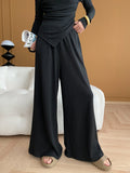 Taooba- One Shoulder Knitted Top Wide Leg Pants Two Piece Suit