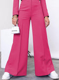 Taooba- Pink Long Sleeve Collared Top and Loose Pants Set