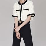 Taooba-4503 TWO TONE SHORT SLEEVE CARDIGAN