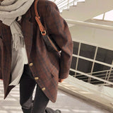 Taooba fall outfits women Maillard Plaid Suit Jacket for Women Spring and Autumn New Style Light Mature Retro Top  Suit