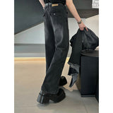 Taooba- 9201 FADED BLACK DENIM STRAIGHT JEANS