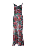 Taooba-Laela Floral Print Mesh Maxi Dress