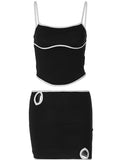 Taooba- 2 Piece Sexy Sleeveless Crop Top and Cut-Out Mini Skirt Set