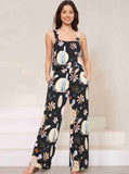 Taooba- Two Piece Graphic Printed Sleeveless Shirt and Pants Set