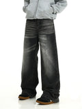 Taooba- 10365 BLACK WIDE STRAIGHT DENIM JEANS