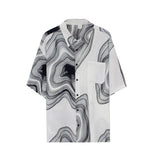 Taooba-9044 V-NECK IRREGULAR LINE SHORT SLEEVE SHIRT