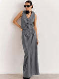 Taooba- French Style High-Waist V-Neck Sleeveless Casual Two-Piece Suit