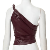 Taooba Laura Faux Leather One Shoulder Top