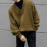 Taooba-4047 DARK YELLOW V-NECK SWEATER