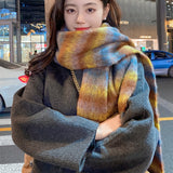 cute outfits fall Women's Scarf Winter High-Grade Mohair Plaid Shawl Couple Warm Thickened Autumn and Winter Scarf