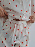 Taooba- Sweet Heart Print Two Piece Short Sleeve Pajamas