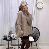 clothes Autumn and Winter New Loose Half Turtleneck Commuter Style Fake Reverse Wear Knitted Pullover Solid Color Sweater for Women