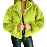 tie outfit Women's Autumn and Winter Rabbit Fur Faux Fur Zipper Cardigan Plush Warm Coat