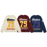 sweater American Retro College Sports Style Letters Contrast Color Sweater Men's and Women's Street Loose Lazy Style Couple Sweater