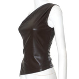 Taooba Millie Faux Leather One Shoulder Top