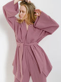 Taooba- Rose Long-Sleeves Loose Trouser Two-Piece Suit