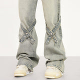 RTK (W) Taooba. 1803 INDIGO BLUE BELT STRAIGHT DENIM JEANS