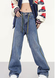 RTK (W) Taooba. 1819 DRAWSTRING WIDE STRAIGHT DRAPE DENIM JEANS