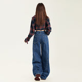 1980s fashion trends  Women's American Blue Wide Leg Jeans Women's Autumn and Winter High Waist Loose Draping Mop Pants