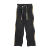 RTK (W) Taooba. 1819 DRAWSTRING WIDE STRAIGHT DRAPE DENIM JEANS