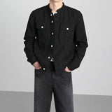 Taooba- 5167 BLACK MOCK NECK DENIM JK